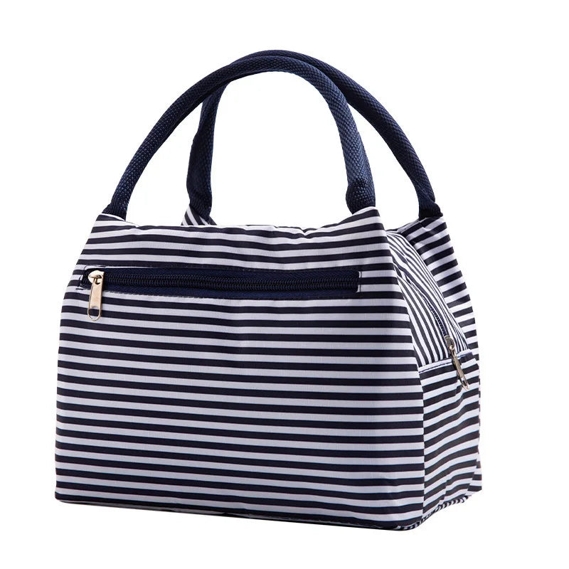 Flamingo Picknick Lunch Tasche – Tragbare Isolierte Kühltasche für Damen | Wasserdichte Thermo Lunchbox mit Reißverschluss für Strand, Schule & Reisen Kaufschwan® Gestreift
