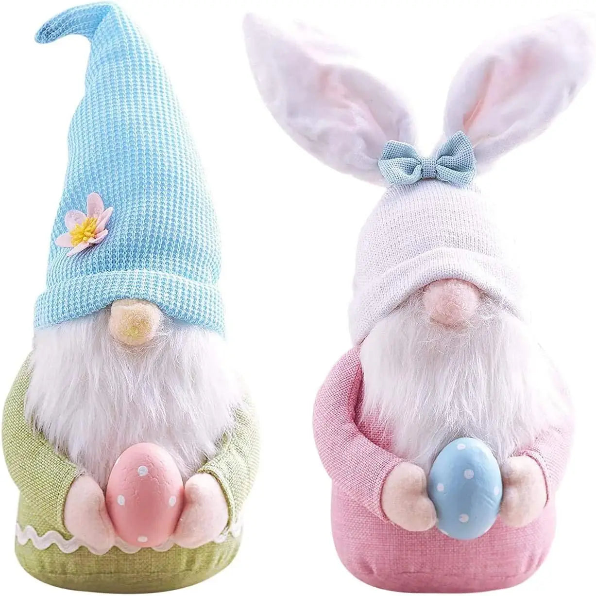 Osterhasen-Wichtel mit Ei – Handgemachte Faceless Plüschfigur | Frühlingsdeko & Geschenk für Mädchen