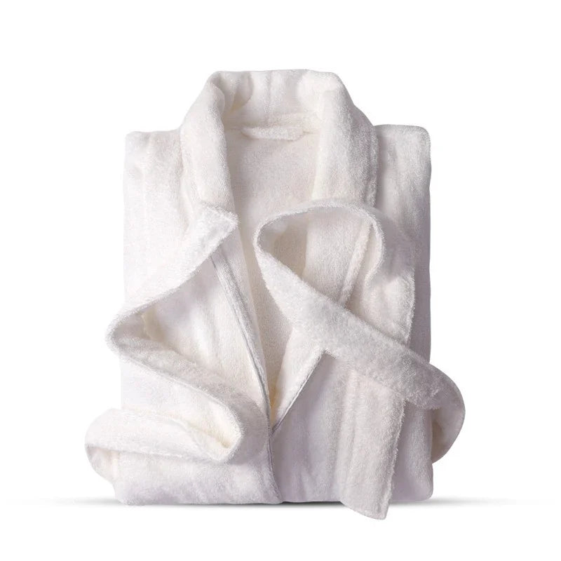 100% Baumwolle Frottier-Bademantel – Unisex Langer Dicker Morgenmantel für Damen & Herren, Hotelqualität Kaufschwan® Weiß XXL