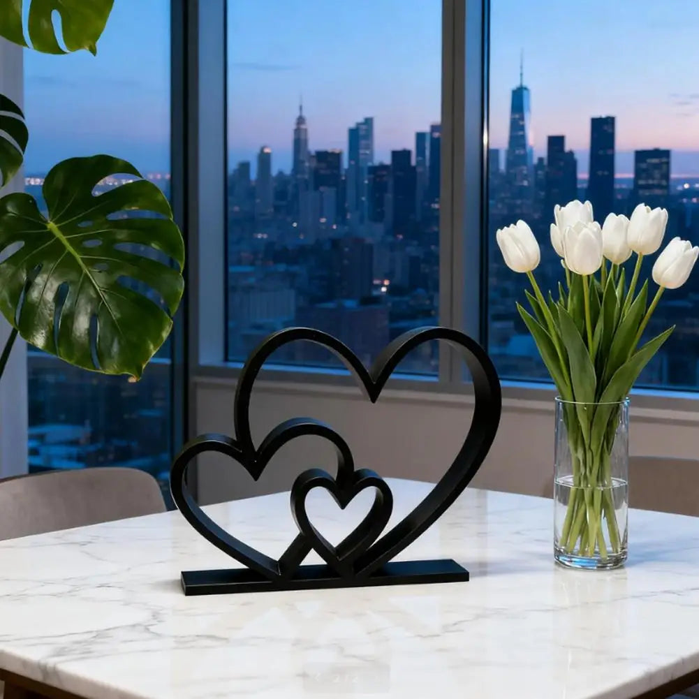 Herz Skulptur Valentinstag Geschenk – Schwarz Weiß Moderne Minimalistische Liebesdekoration für Regal und Tisch