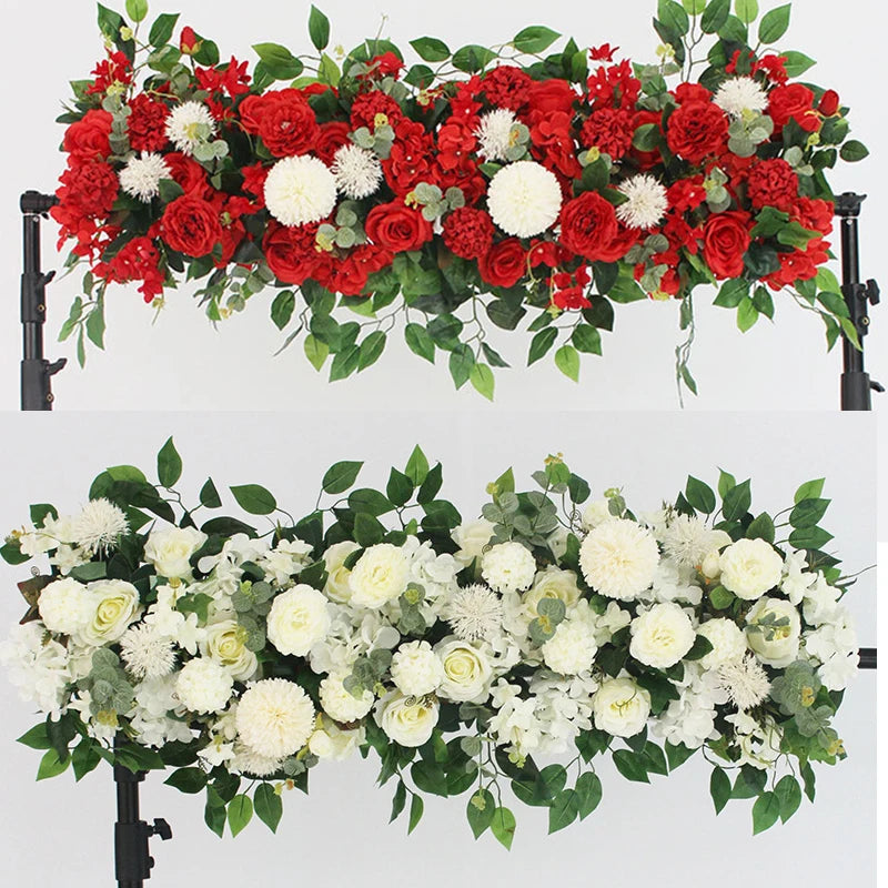 100cm Luxus Künstliche Weiße Rosen – Elegantes Kunstblumen-Arrangement für Hochzeitstische, Rückwände, Bögen & Bühnen Dekoration Kaufschwan®