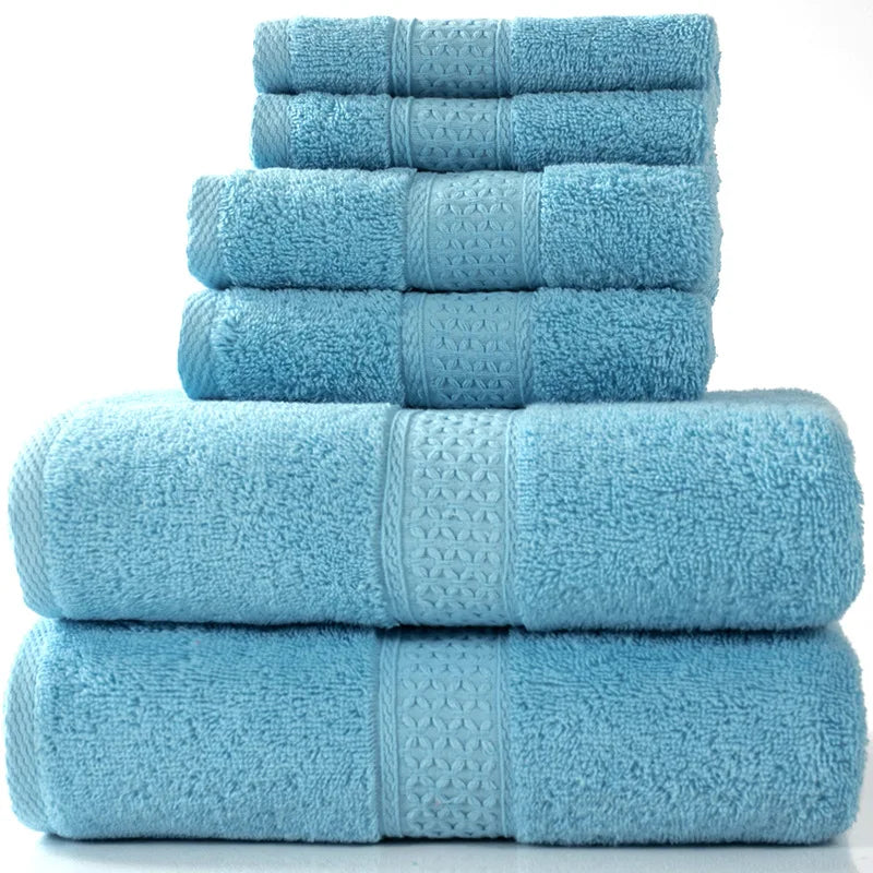 6-teiliges / 3-teiliges Baumwoll Handtuch Set – Luxuriös Bestickt mit Spitze | Bade-, Hand- & Gesichtstücher in 17 Farben, Schnell Trocknend