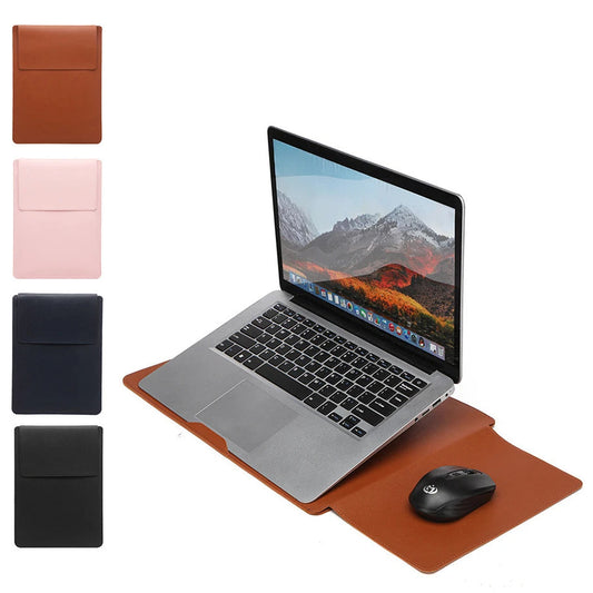 Dormin Leather Laptop Sleeve 13.3'15.6' with Adjustable Ergonomic Stand Non Magnetic Velcro Design Portable Case for Mac Dell HP Kaufschwan®