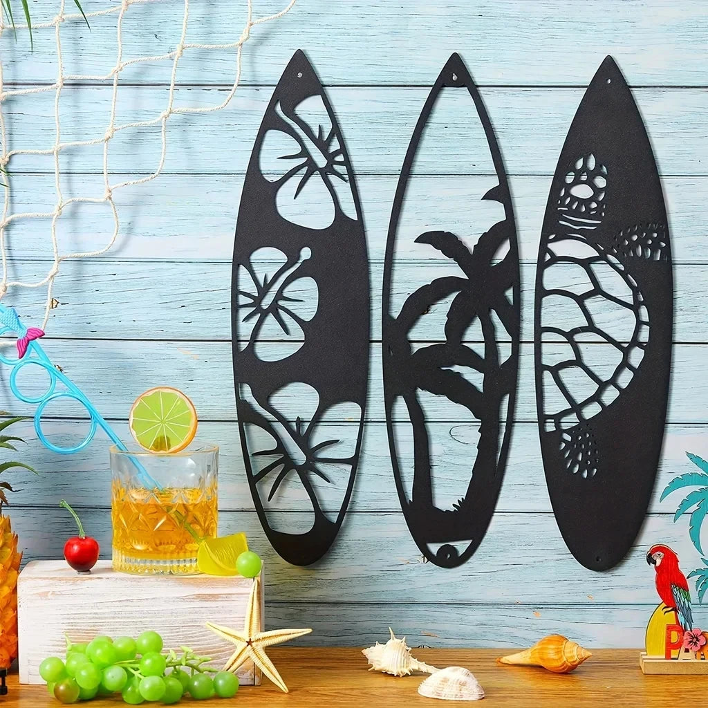 Metall Surfbrett Wanddeko – Sommer Strand Palmen Schild Kaufschwan®