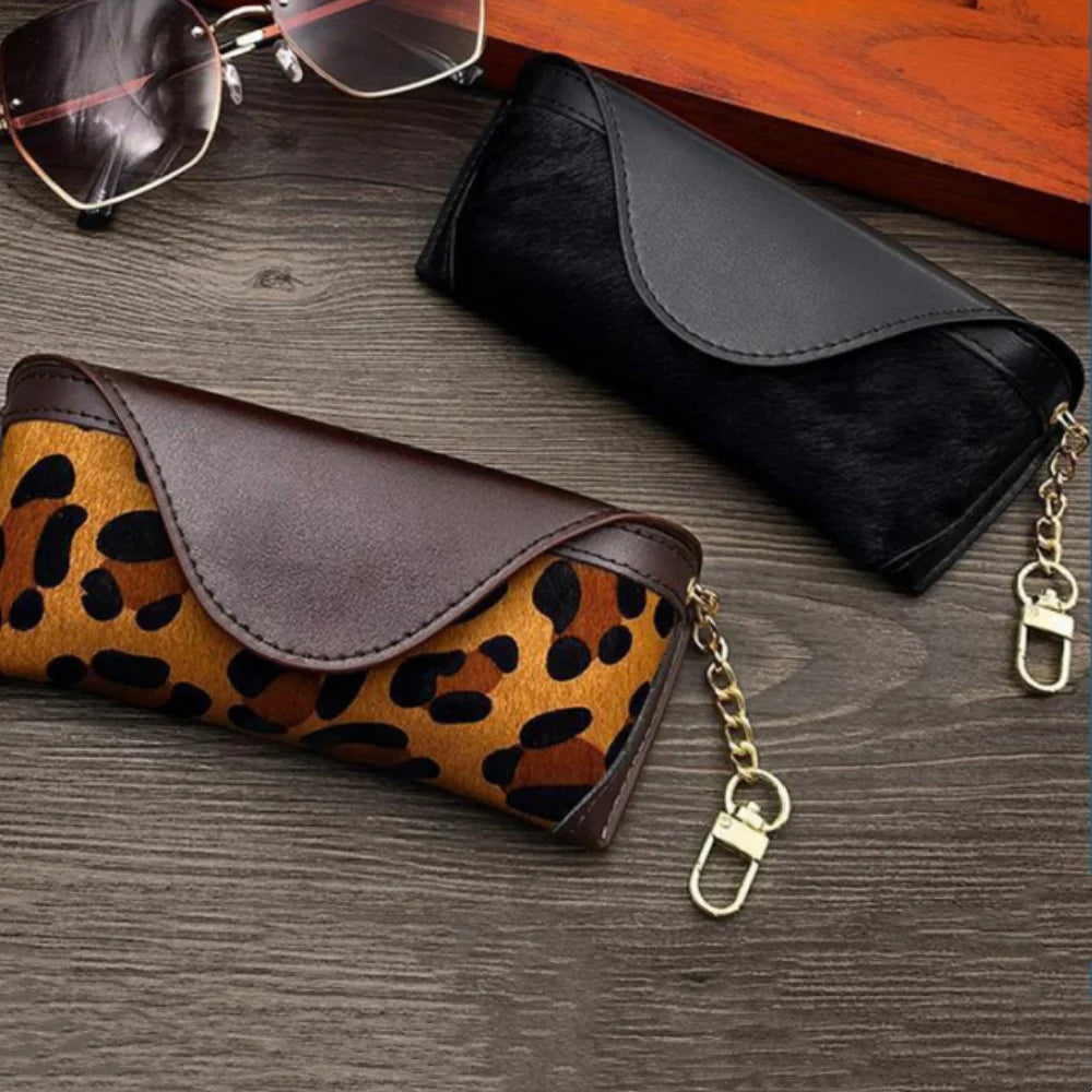 Vintage Leopard Leder Brillenetui – Tragbare Brillentasche für Alltag und Reisen Kaufschwan®
