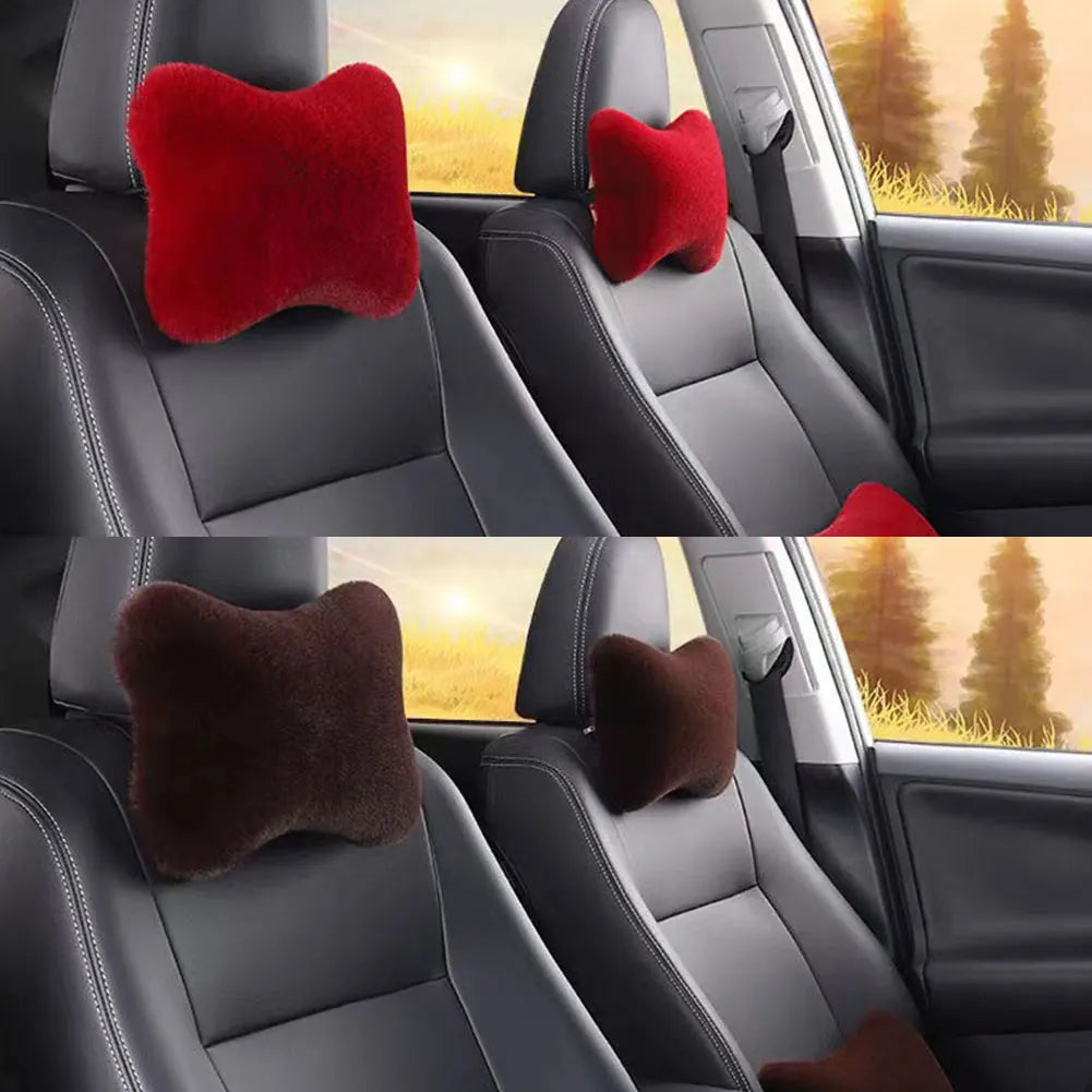 Winter Plüsch Nackenstützkissen fürs Auto – Universelles Kopfstützen- & Lendenkissen für Wärme & Komfort Kaufschwan®