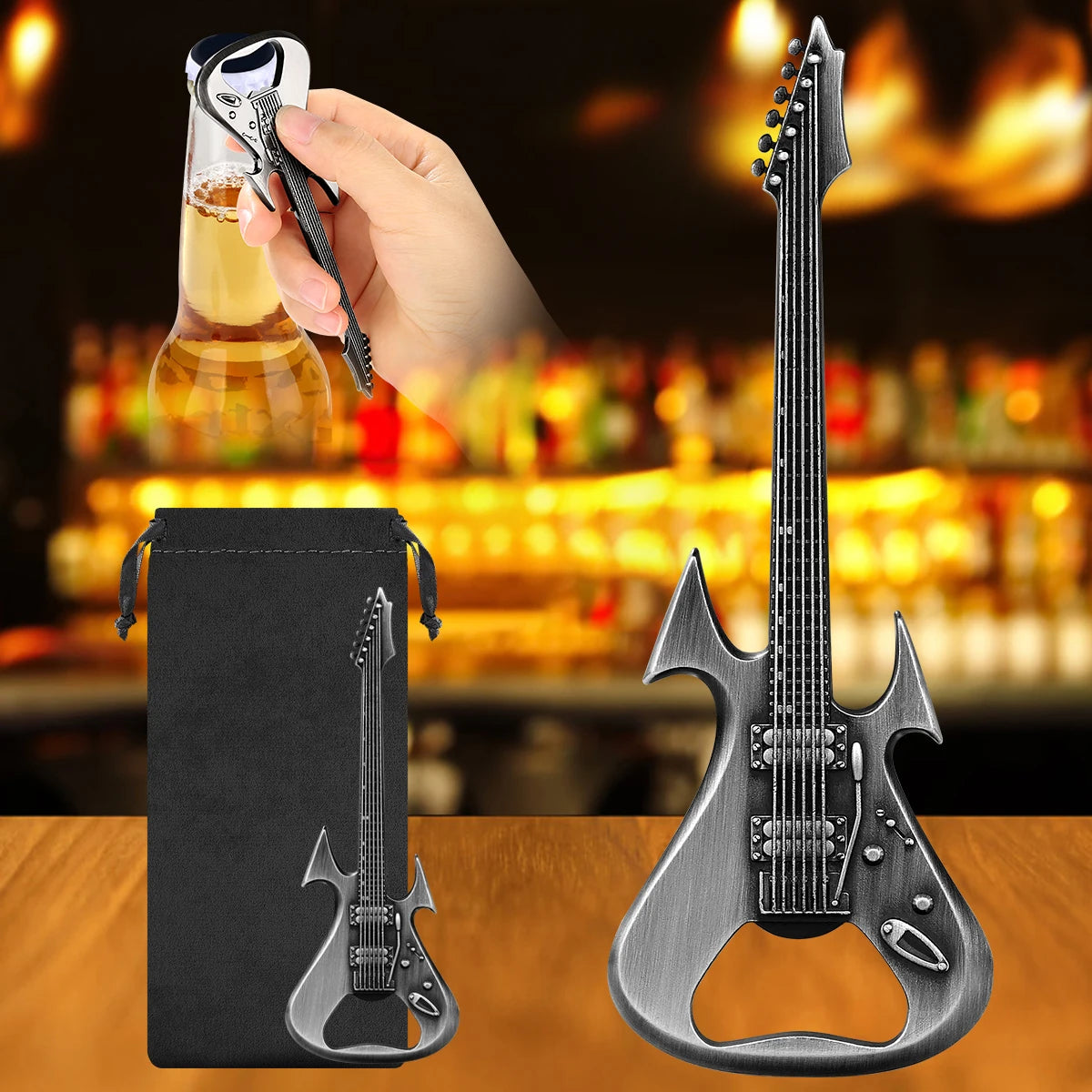 Gitarren Flaschenöffner aus Metall – Bronze/Grau Geschenk für Musikliebhaber Kaufschwan®