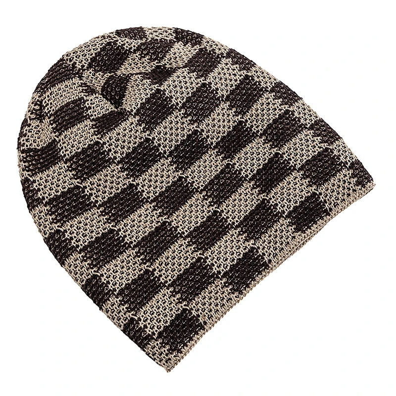 Unisex Slouchy Winter Beanie Mütze – Zweifarbige Grid-Strickmütze für Damen & Herren | Warme Oversize Mütze für Ski & Alltag Kaufschwan®