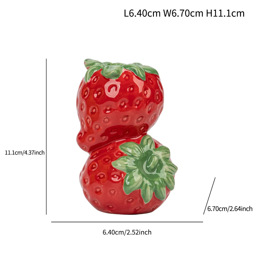 Keramik Früchte Kerzenhalter – Zitronen-, Orangen- & Erdbeer-Figuren Kerzenständer für Tisch- & Wohndekoration Kaufschwan® Erdbeere