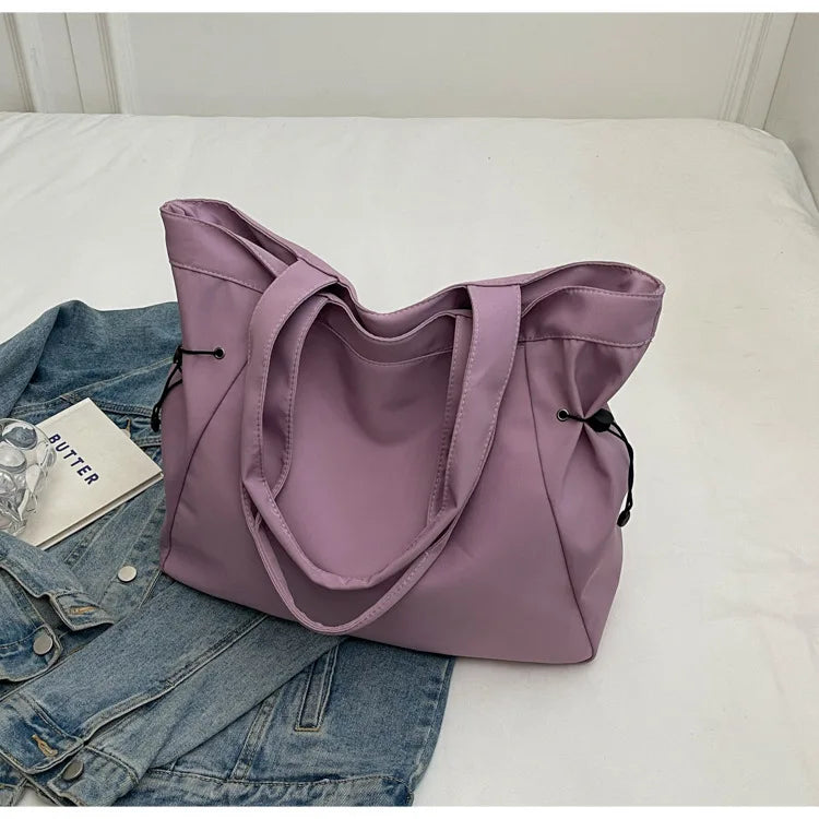 Casual Fashion Tote Bag mit Großer Kapazität – Damen Schultertasche für Reisen & Alltag | Ästhetische Handtasche mit Kordelzug