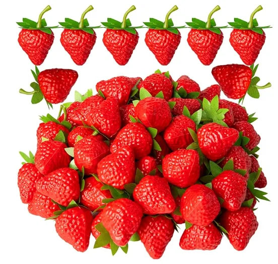 Künstliche Erdbeeren – Plastik Simulationsfrüchte (10 / 30 Stück) für Party-, Hochzeits- & Wohndekoration Kaufschwan® Erdbeere 10 Stück
