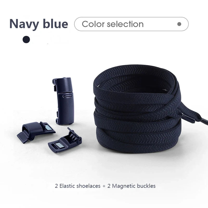 Magnetische No-Tie Elastische Schnürsenkel – Schnelles Verriegelungssystem für Sneaker | Unisex Schuhzubehör für Kinder & Erwachsene, 1 Paar Kaufschwan® Marineblau