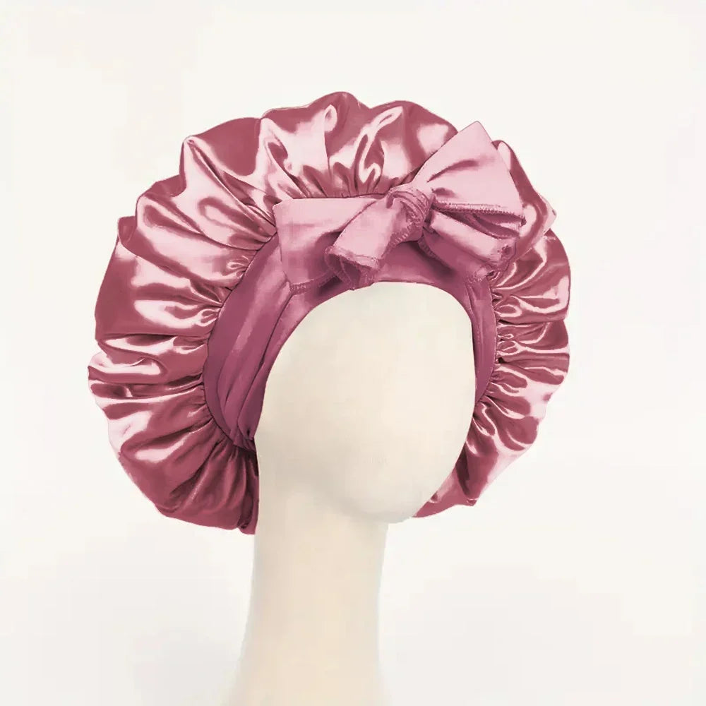Verstellbare Satin-Schlafhaube – Seidig Weiche Haarhaube mit Bindeband für Damen und Herren