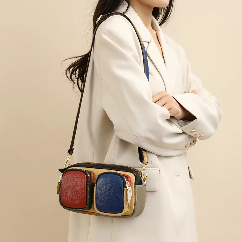 Hochwertige Leder Messenger Bag – Luxus Damen Schulter Handtasche mit Mehreren Fächern & Modische Geldbörse Kaufschwan®