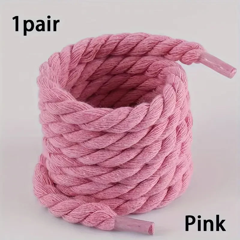 Handgefertigte Geflochtene Schnürsenkel – Robuste Dicke Canvas Laces | Modische Accessoires für Sneaker, Freizeit- & Leichte Schuhe Kaufschwan® Rosa
