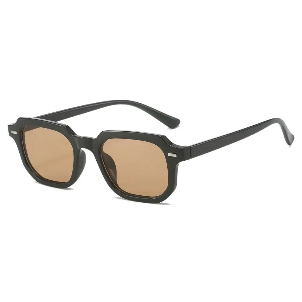 Retro-Sonnenbrille mit Vieleckigem Rahmen – Runde Sonnenbrille mit Nieten, Gestreiften Bügeln und UV400-Schutz zum Autofahren und für Freizeitaktivitäten Kaufschwan® Design 8