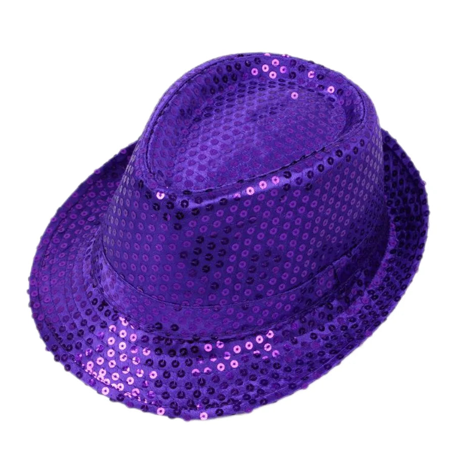 Britischer Top Jazz Hut – Herren & Damen Bühnenhut mit Pailletten, Glänzende Weihnachtsfedora, Party, Eltern-Kind, Halloween Kaufschwan®