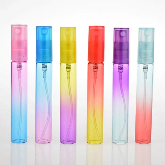 6PCS 8ML Colorful Glass Perfume Bottle Thin Glass Water Spray Bottle Vials Empty Cosmetic Containers For Travel Kaufschwan® Mix 6pcs