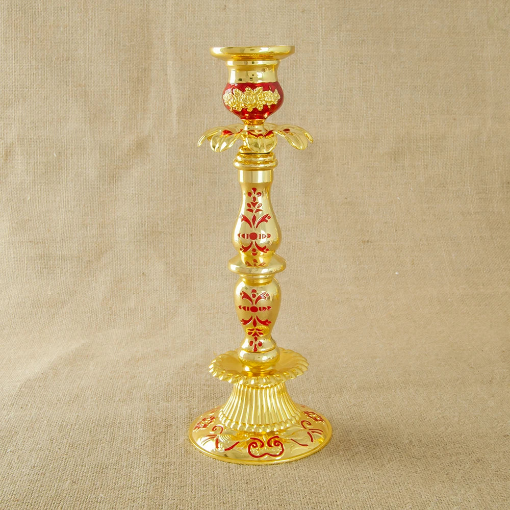 Orthodoxer Kerzenhalter – Handgefertigter Komposit Kerzenständer für Zuhause, Villa, Wohnzimmer & Party Dekoration Kaufschwan® Rot - L