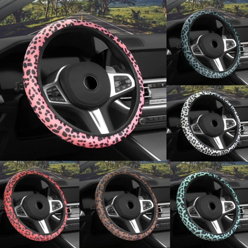 Lenkradbezug mit Leopardenmuster – Atmungsaktive Rutschhemmende Ringlose Lenkradabdeckung fürs Auto Kaufschwan®
