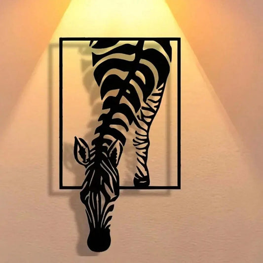Minimalistisches Metall Zebra Wandbild – Landhaus Elegantes Dekoschild