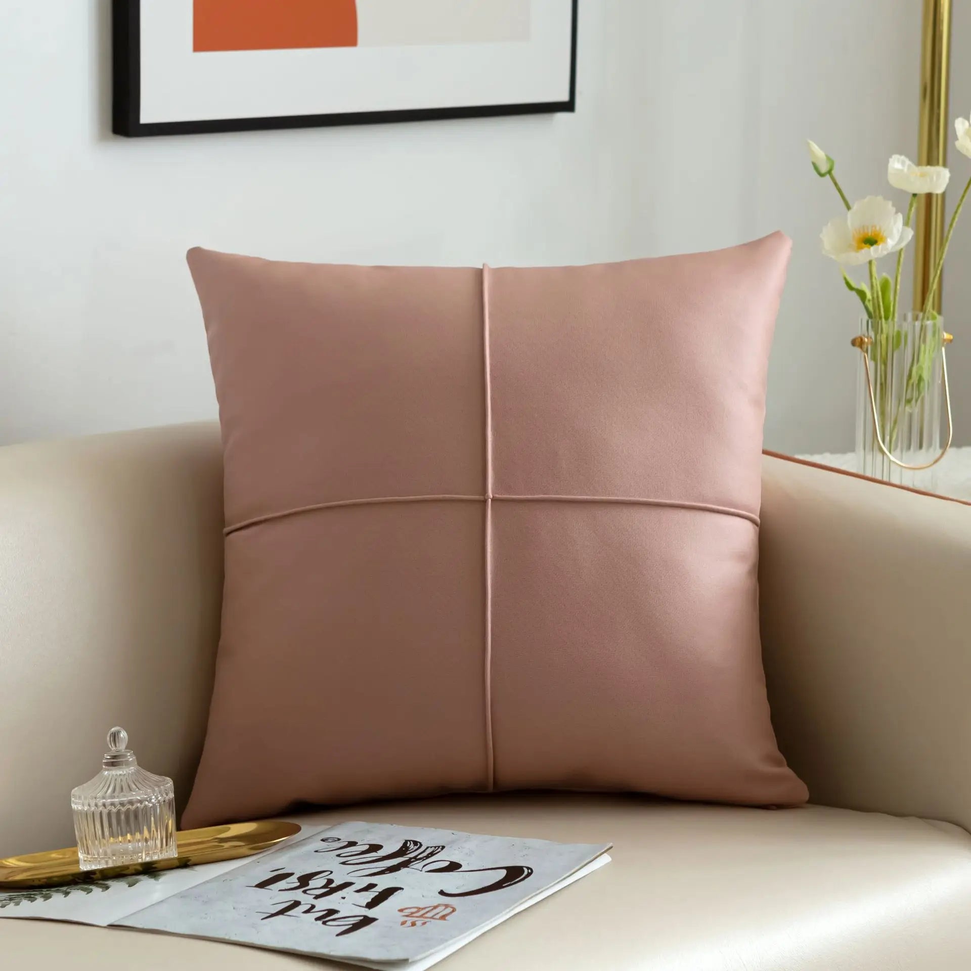 Luxus Kunstleder Dekokissen | Rechteckiges Sofakissen für Wohnzimmer Kaufschwan®