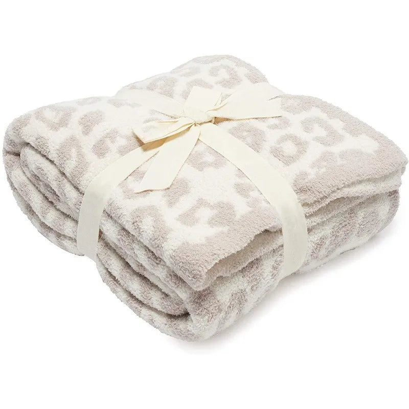 Superweiche Leopardendruck Gestrickte Fleece-Decke – Warme, leichte Sofa-Nickerchen-Decke Kaufschwan® Motiv 1 130x180cm