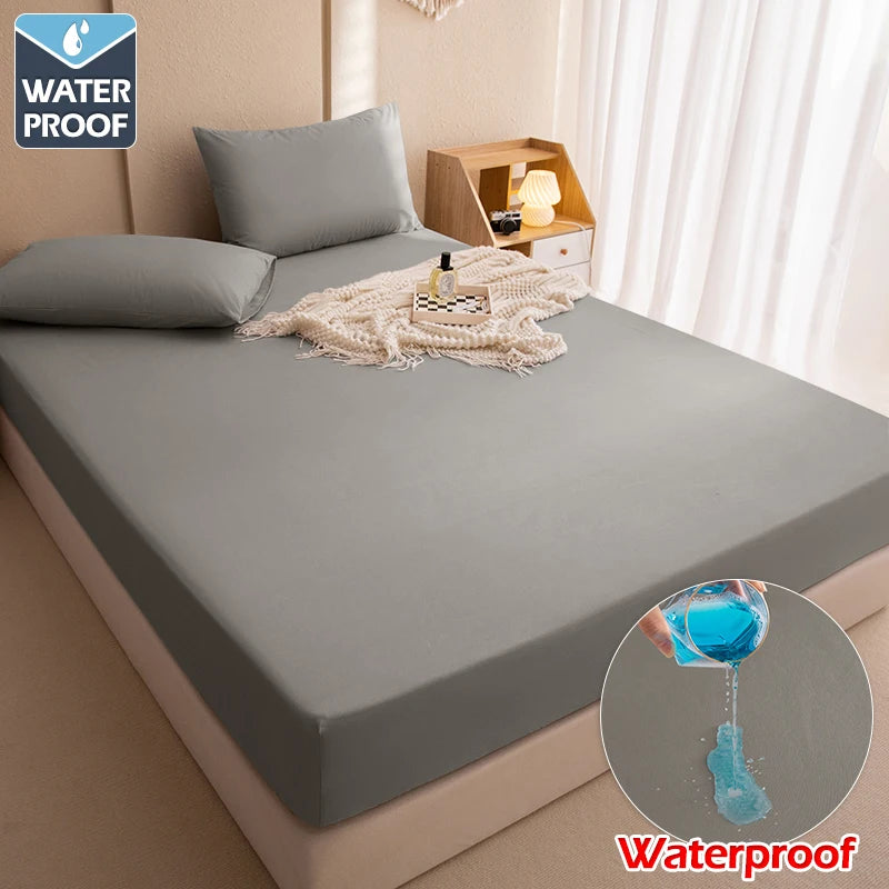 100% Wasserdichter Matratzenschoner – Spannbettlaken-Stil mit Gummizug | Einzel-, Doppel- & King-Size (140/160/180x200cm) Kaufschwan® Grau 152X203X30CM