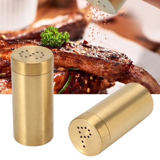 2er Set Gold Edelstahl Gewürzstreuer – Rostfreie Schraubdeckel Streuer für Salz, Zucker, Pfeffer & Paprika Kaufschwan®