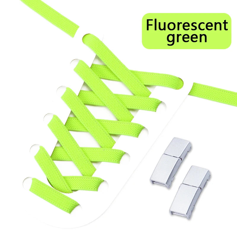 Magnetische Lock-Schnürsenkel – 8mm Breite Flache Elastische No-Tie Laces | Einfaches Schuhzubehör für Sneaker & Tennisschuhe Kaufschwan® Fluoreszierendes Grün 100cm