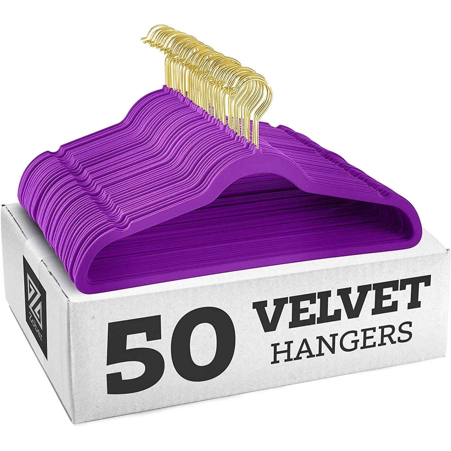 50er Set Kleiderbügel - Anti Rutsch Samt Kleiderbügel – Japanischer Stil für Kleider und Mäntel Kaufschwan® Lila/Gold