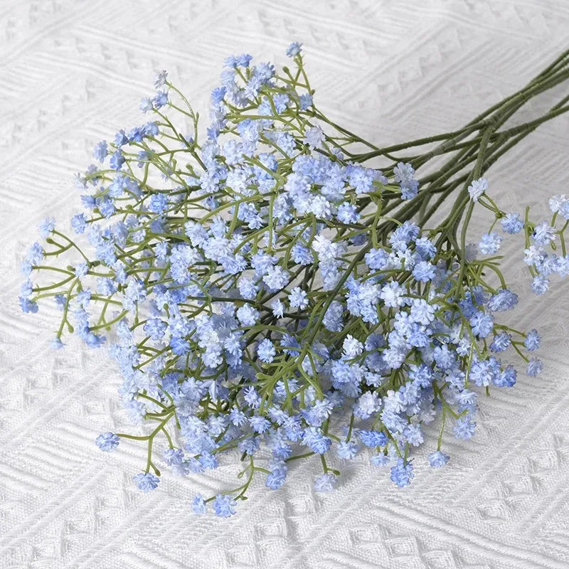 Künstliche Gypsophila Plastikblumen – Kunst-Brautatem Strauß für Hochzeit, Zuhause, Garten, Party & DIY Dekorat Kaufschwan® Blau 1 Bündel
