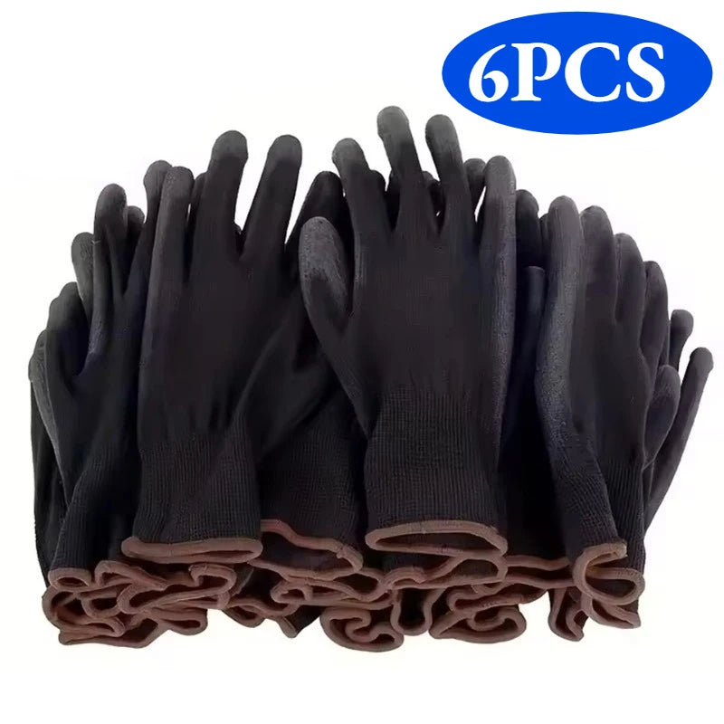 PU Beschichtete Anti Rutsch Arbeitshandschuhe Nylon Strapazierfähig für Garten Mechanik Auto Reparatur 6/12/18 Stück/Set Kaufschwan® 6 Paar S
