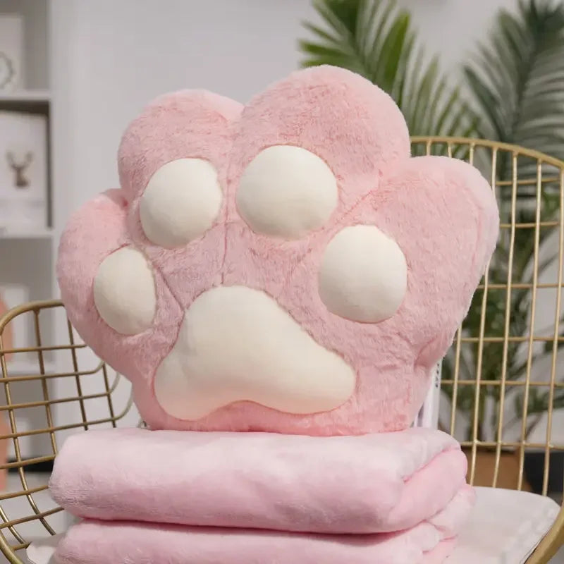 Niedliches Katzenpfoten Kissen mit Decke | Weiches Plüschkissen | Doppelter Zweck für Büro, Auto & Zuhause | Gemütliche Wohnkultur Kaufschwan® Rosa