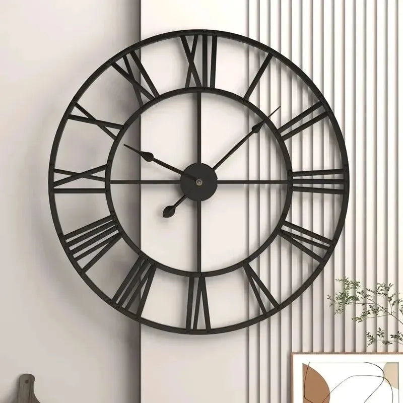 3D Römische Zahlen Metall Wanduhr – Leise Nordische Retro Deko Uhr Kaufschwan®
