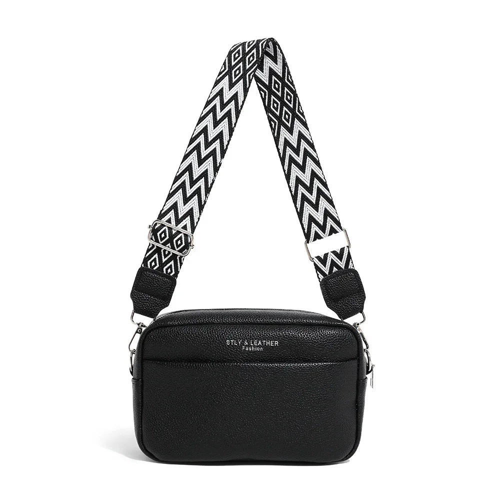 Modische Schultertasche mit Breitem Riemen – Damen Kleine Quadratische PU Leder Handtasche mit Reißverschluss & Handyfach Kaufschwan®