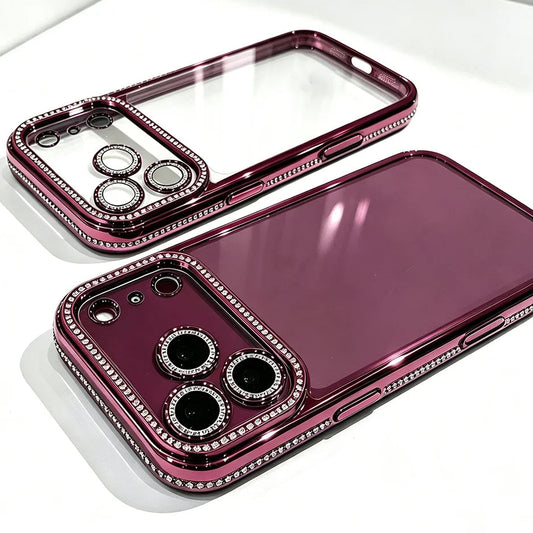 Funkelnde Strass-Schutzhülle für iPhone 18 Pro & iPhone 18 Pro Max – Transparente Hülle mit Veredelten Glitzerdetails Kaufschwan® Weinrot iPhone 18 Pro