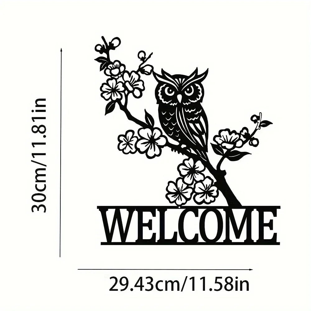 Minimalistische Metall Welcome Schilder – Eule, Schmetterling & Kolibri Wanddeko Kaufschwan® Design 3