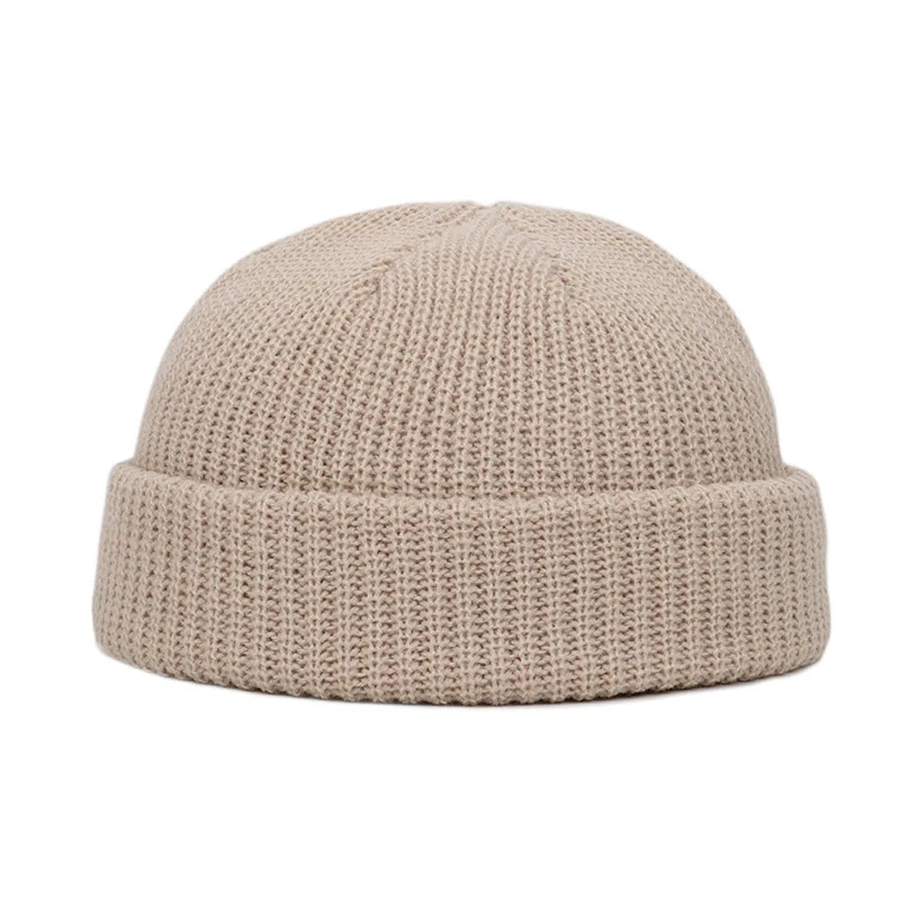 Winter Strickmütze – Kurze Hip Hop Cap | Unisex Elastische Wollmütze für Damen & Herren Kaufschwan® Beige Einheitsgröße
