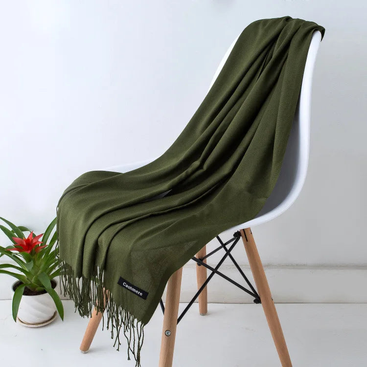 Damen Pashmina Schal | Weich wie Kaschmir | Warmer Winter Schal, Reise- & Büro-Accessoire Kaufschwan® Dunkelgrün 70x200CM