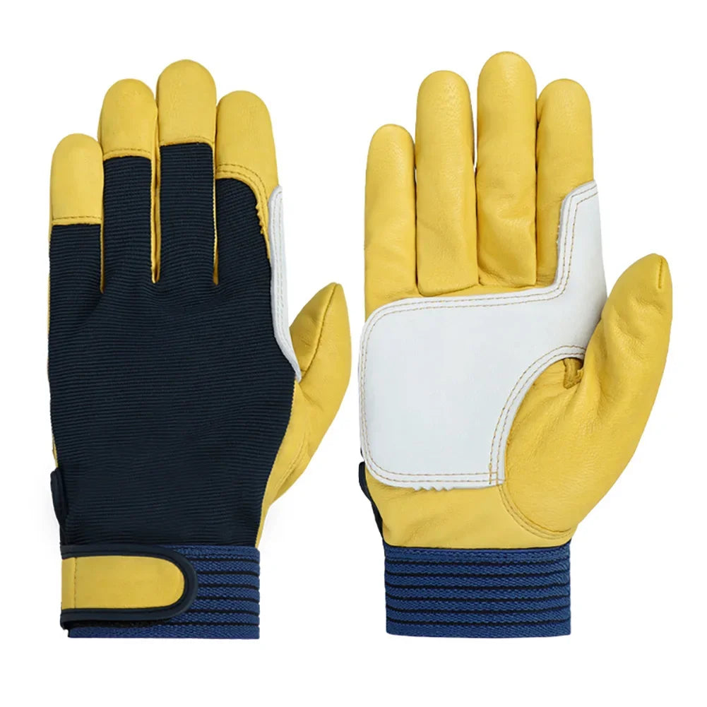 Weiche Schafsleder Arbeitshandschuhe Fahrer Schutz Handschuhe für Schweißen Garten Mechanik Kaufschwan® Gelb XL