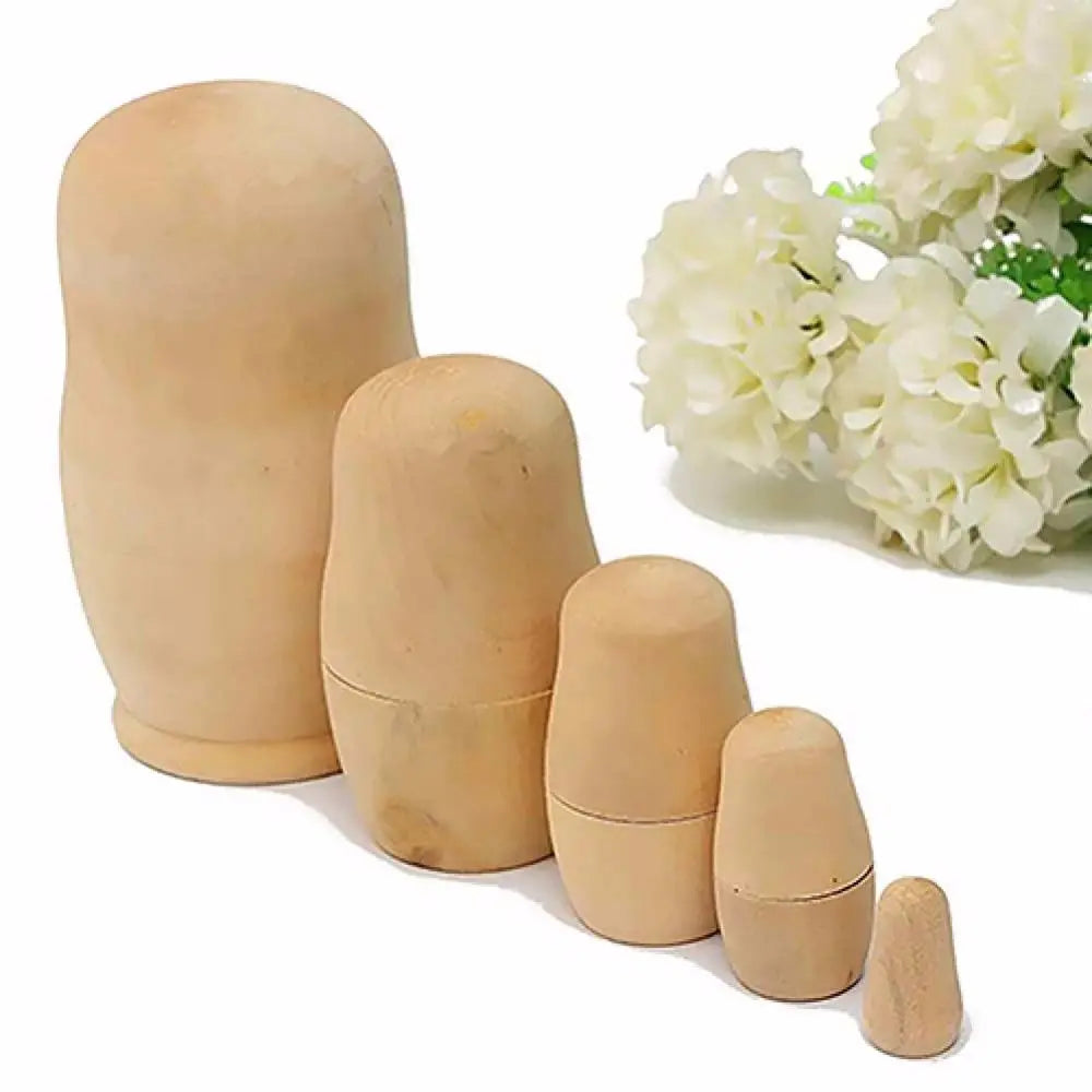 Unbemalte Holz-Matrjoschka – DIY Russische Nestpuppen | Leere Holzrohlinge für Schreibtisch- & Wohn-Dekoration