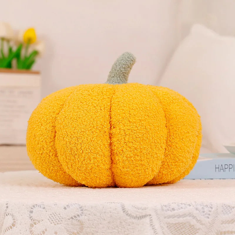 Kürbis Plüschkissen | 3D Kürbis Dekokissen | Herbst Sofakissen & Schlafzimmerkissen Kaufschwan® Gelb 20cm