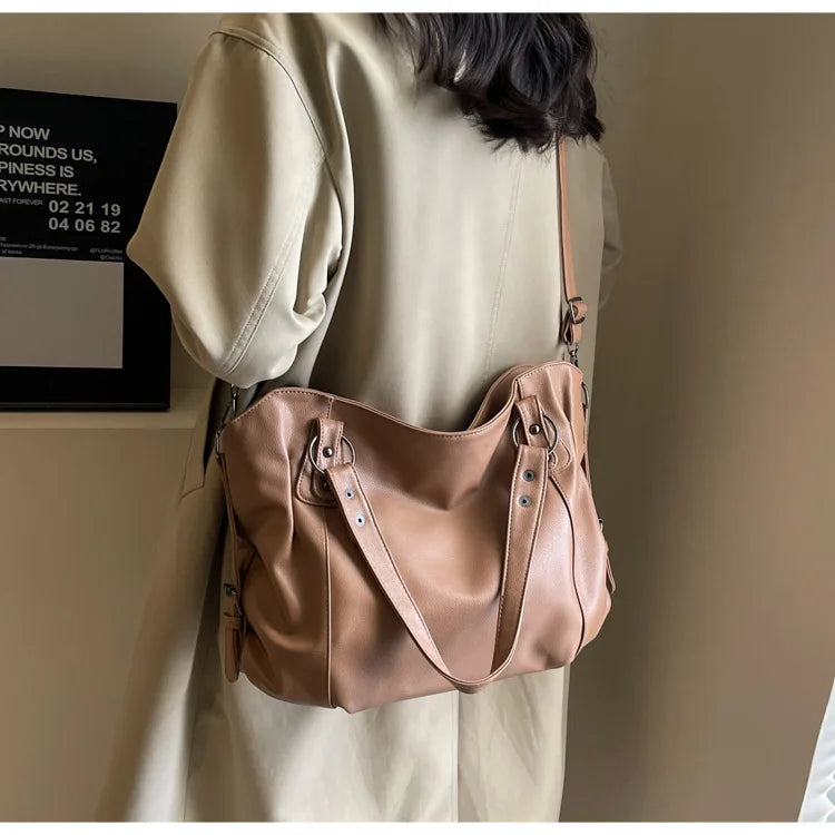 Damen Schultertasche – Hochwertige Kunstleder Handtasche mit Kontrastfarben | Weiches Innenfach & Reißverschluss