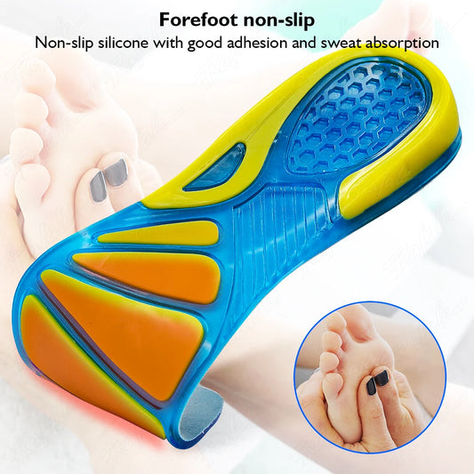Silikon Gel Sport Einlegesohlen | Rutschfeste Orthopädische Schuhsohlen mit Stoßdämpfung & Fußmassage für Damen und Herren Kaufschwan®