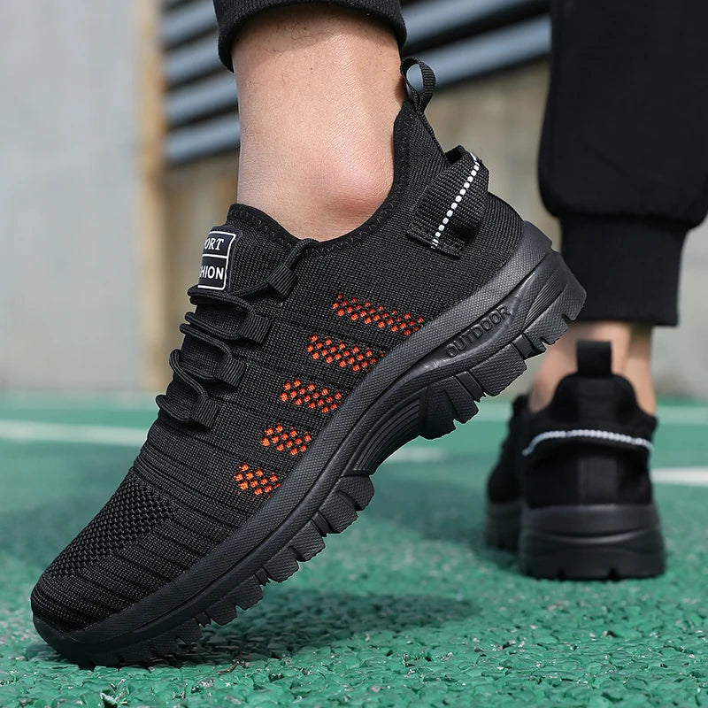 Herren Atmungsaktive Laufschuhe – Leichte Sportschuhe für Training & Freizeit | Unisex Outdoor Sneaker Kaufschwan® Schwarz Orange 39