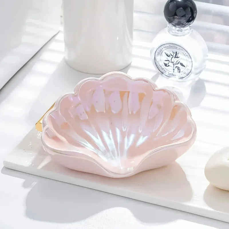 Muschelförmige Keramik Seifenschale – Kreativer Seifenhalter mit Abfluss für Badezimmer, Waschbecken oder Schreibtisch Kaufschwan®