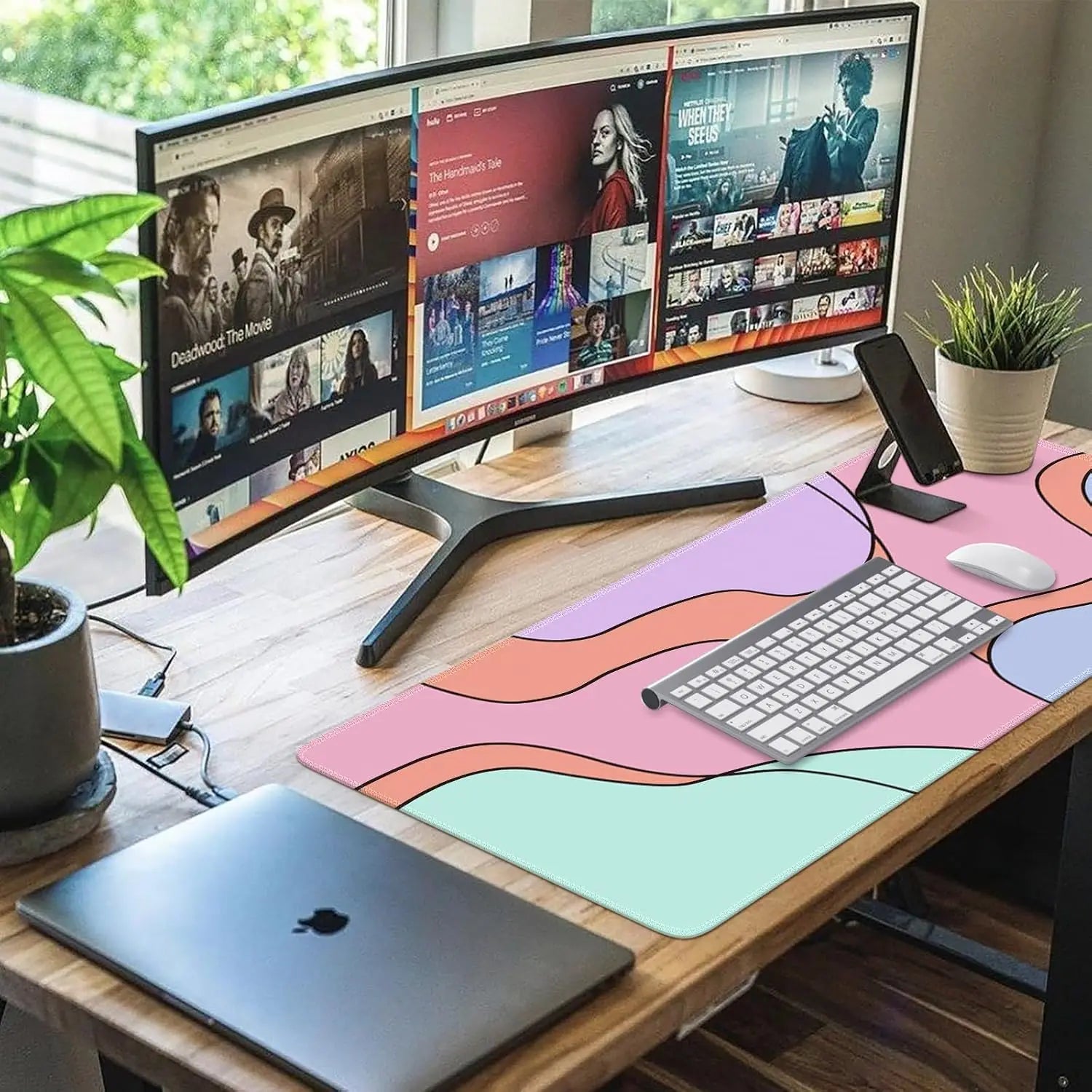 XXL Große Schreibtischmatte – Rutschfestes Mauspad mit Genähten Kanten für Tastatur und Computer Kaufschwan®