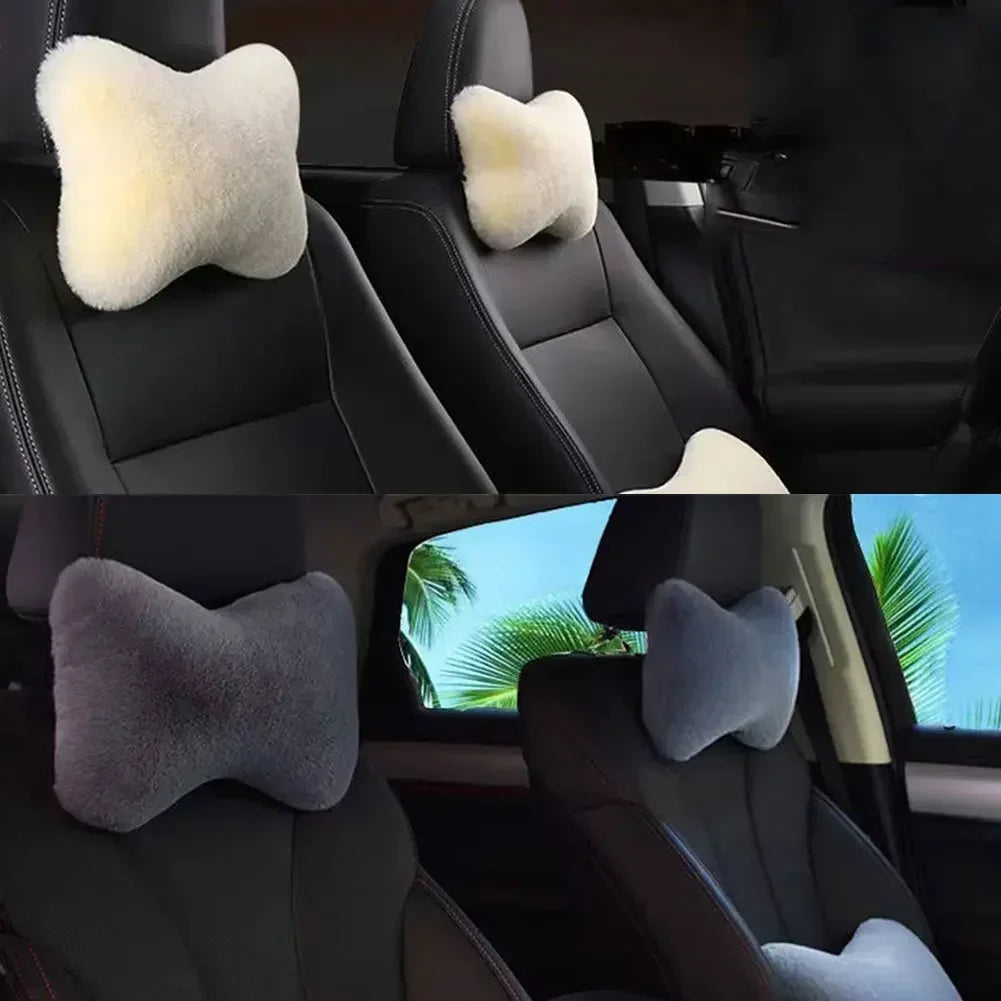 Winter Plüsch Nackenstützkissen fürs Auto – Universelles Kopfstützen- & Lendenkissen für Wärme & Komfort Kaufschwan®