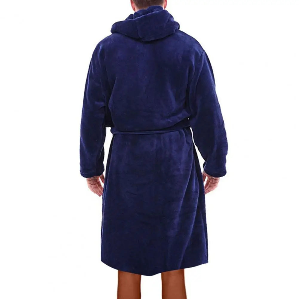Herren Bademantel mit Kapuze aus Flanell – Warmer Morgenmantel mit Gürtel & Taschen, Weicher Schlafanzug für Zuhause Kaufschwan®